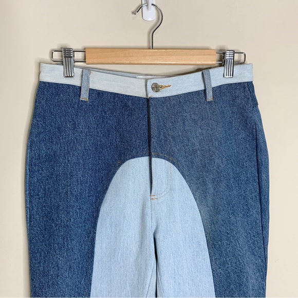 NEW EB Denim Kendall Riding Jeans (Sz L) Straight Leg Color Block Patchwork - Picture 5 of 16